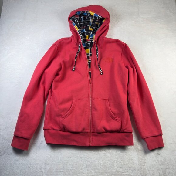 The North Face Reversible Hooded Full Zip Jacket Red/Multicolor Women's M - Picture 1 of 11